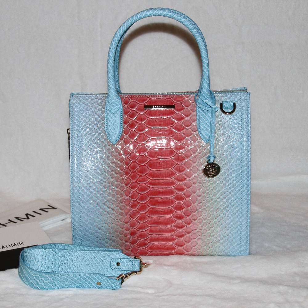 NWT BRAHMIN Caroline Satchel leather Purse handbag Daylily Volute